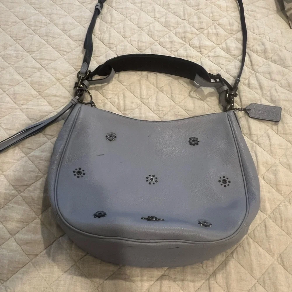 Coach Sutton Leather Hobo With Scattered Rivets Mist